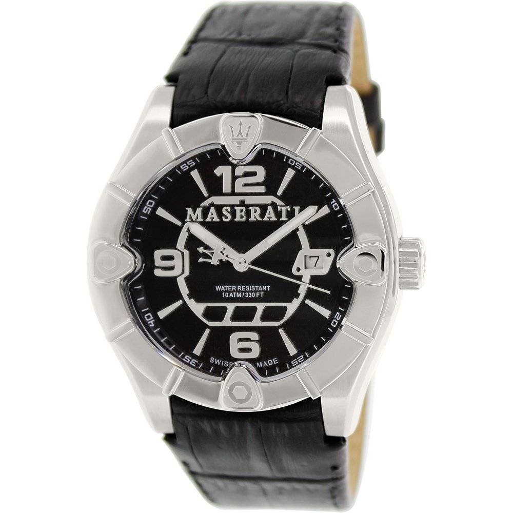 Meccanica Black Leather Swiss Watch - Area Trend
