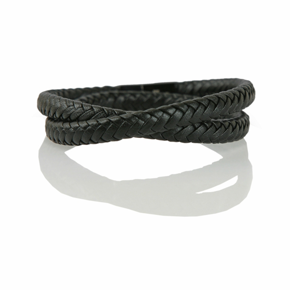 Black Sorgun Braided Leather Bracelet - Buttigo