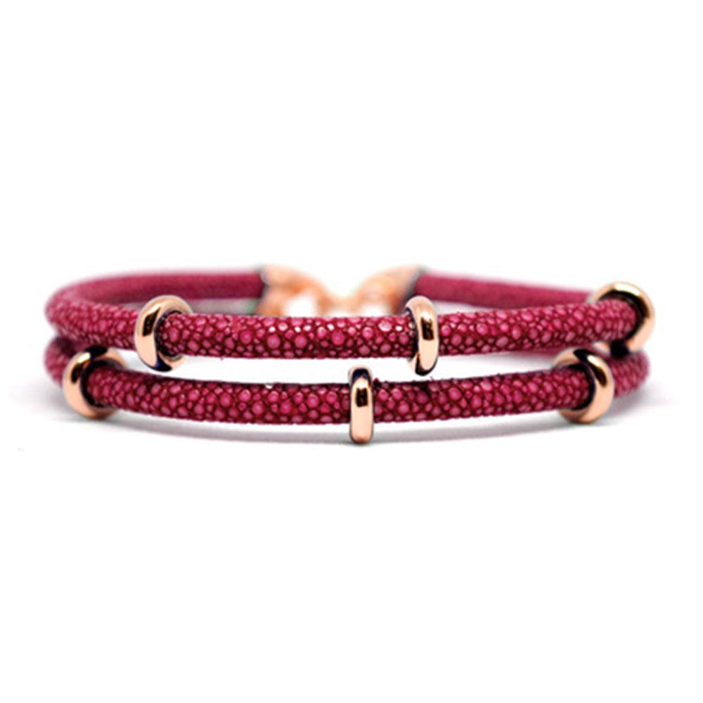 Double Stingray Bracelet | Red Wine/Rose Gold | Double Bone