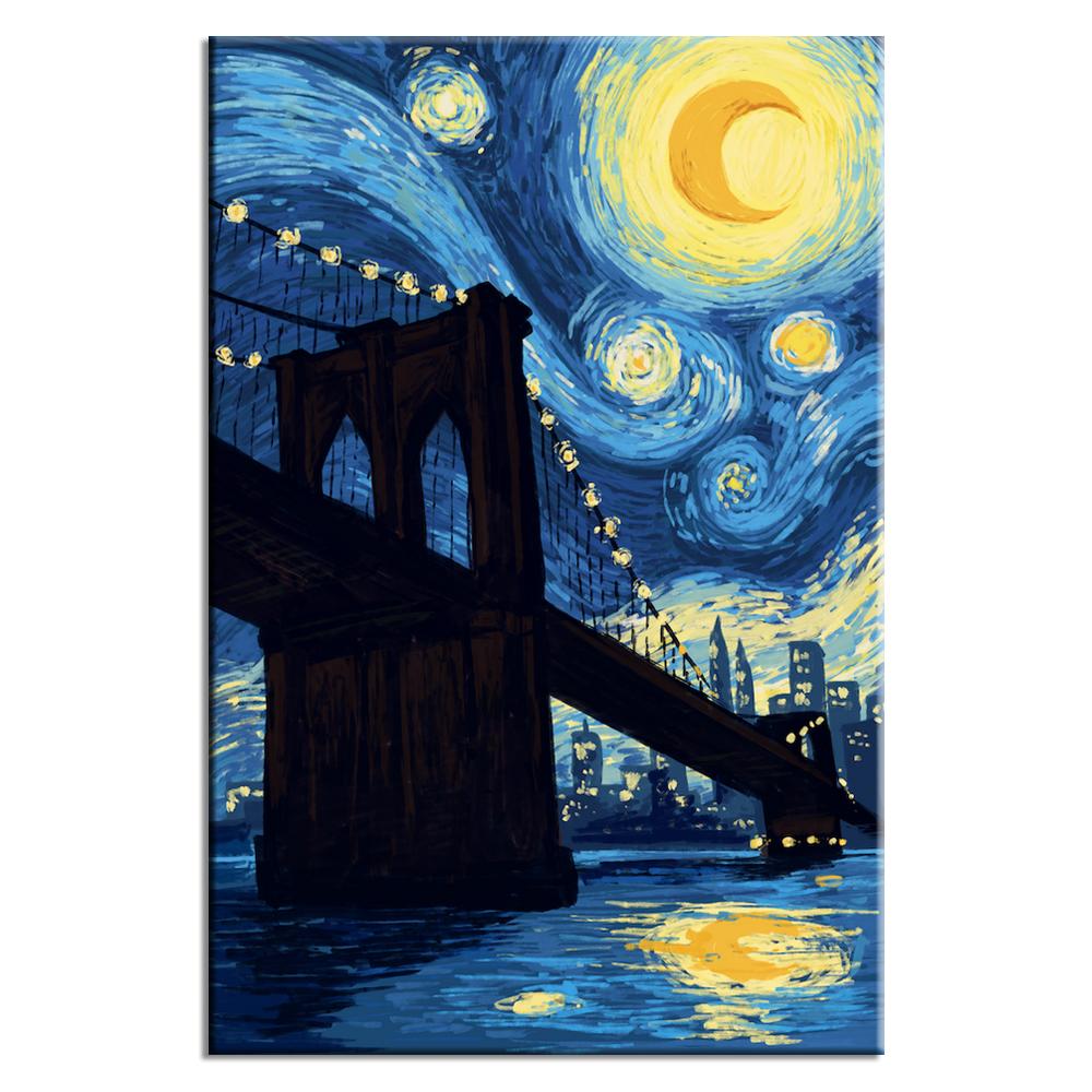 Starry Night over Brooklyn Bridge | Lynx Art